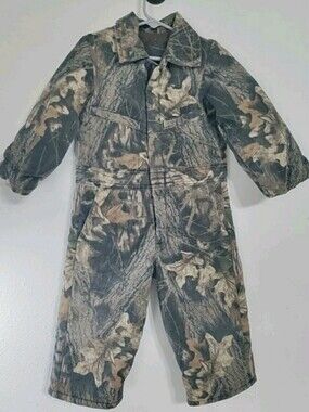 Vtg. Wolf Mountain Hunting Wear Camo Jumpsuit Insulated Young Child Size 4  USA